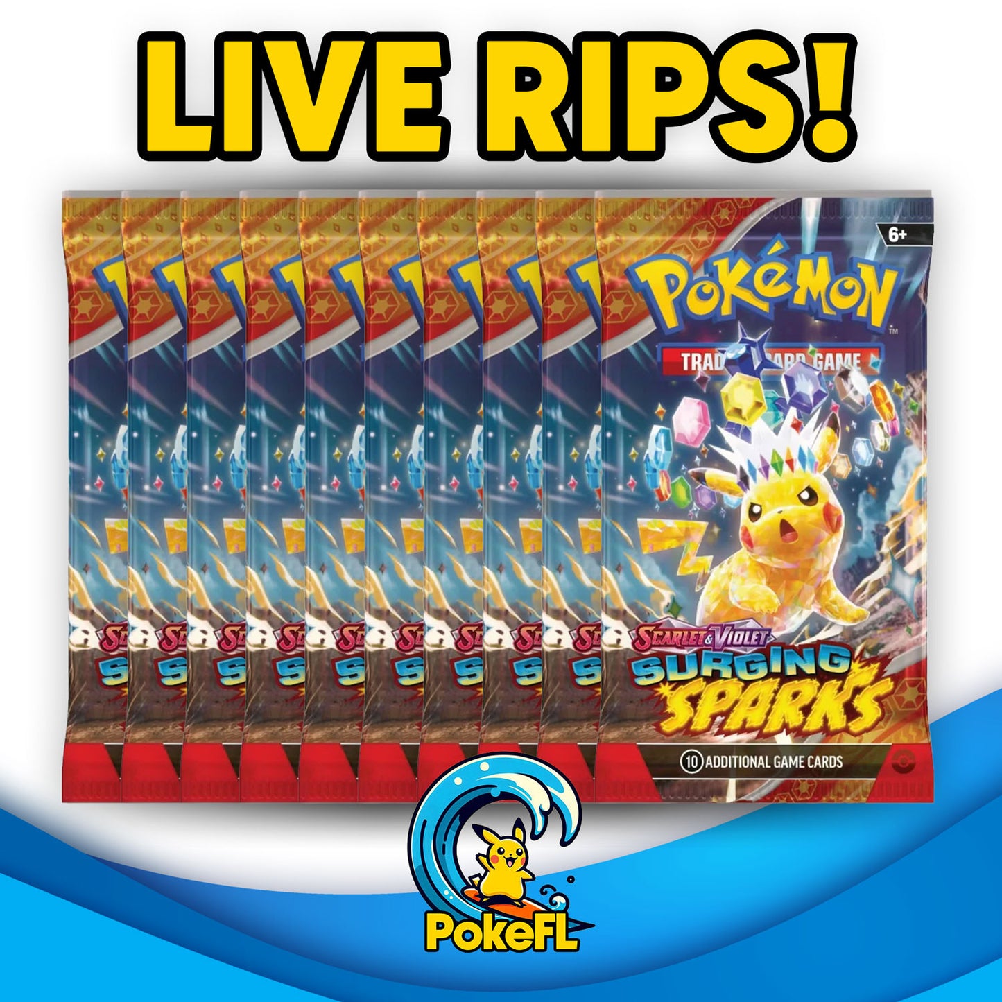 LIVE Opening - (10) Pokémon TCG: Scarlet & Violet - Surging Sparks Booster Packs