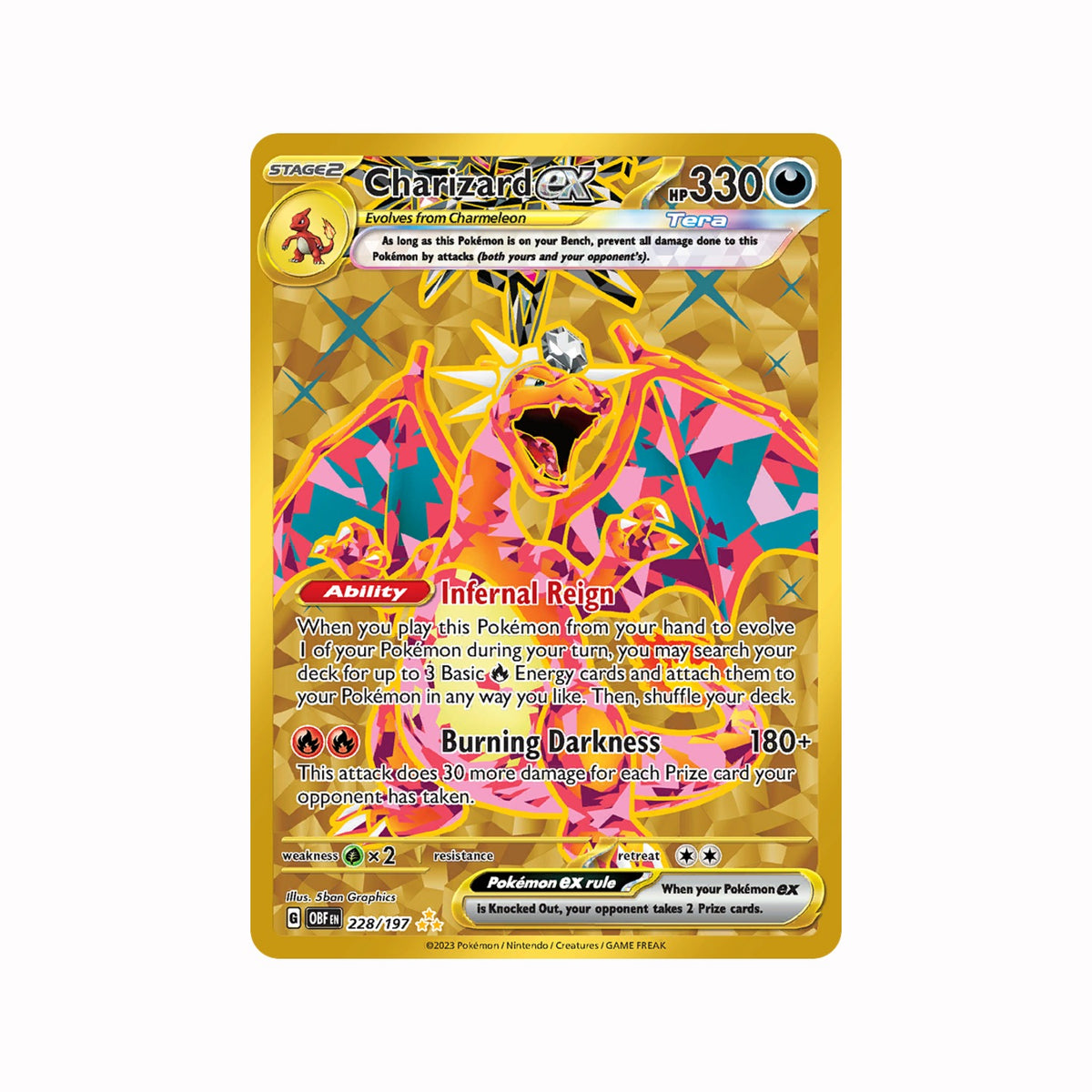 Charizard ex 228/197 Gold Hyper Rare from Obsidian Flames