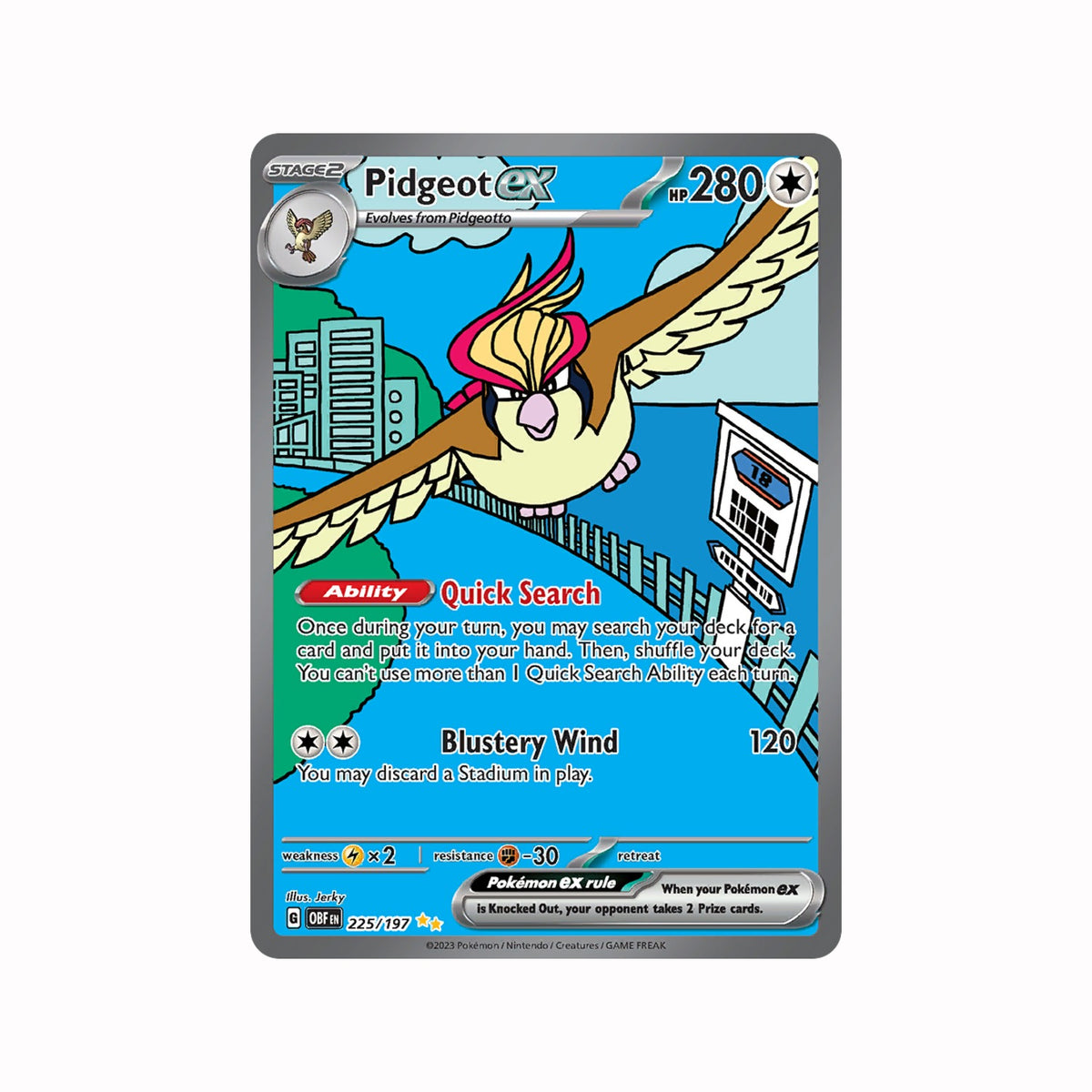 Pidgeot ex 225/197 Special Illustration Rare from Obsidian Flames