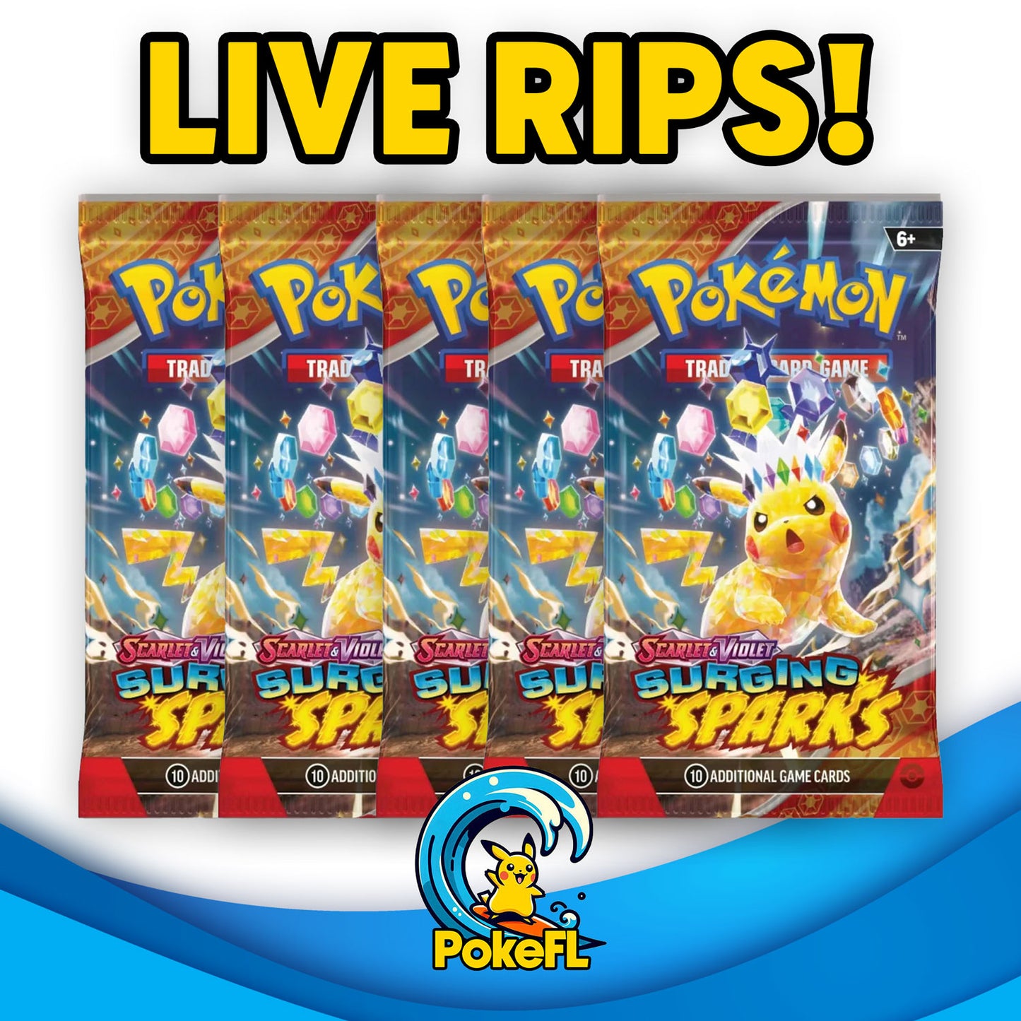 LIVE Opening - (5) Pokémon TCG: Scarlet & Violet - Surging Sparks Booster Packs