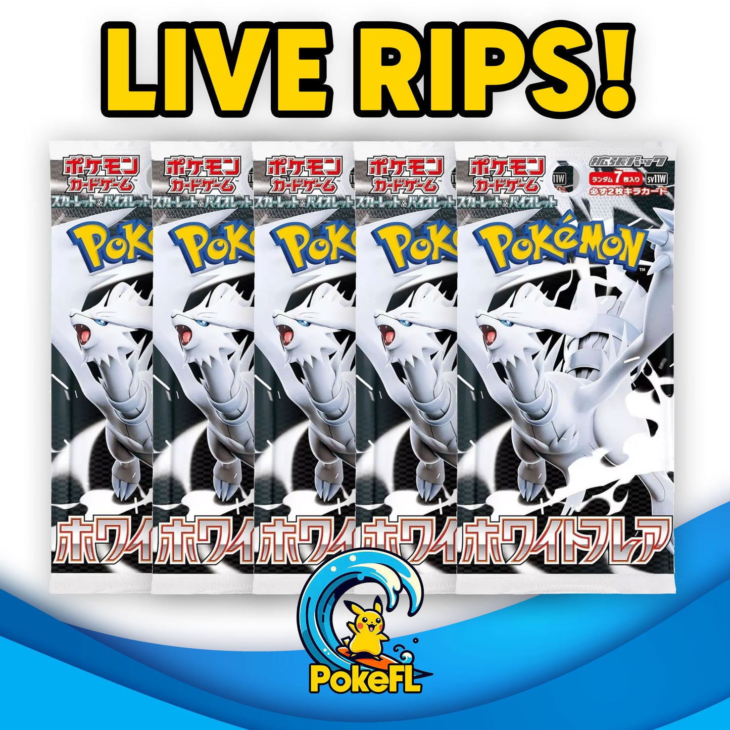 LIVE Opening - (5) Pokémon Japanese TCG: Scarlet & Violet - White Flare Booster Packs